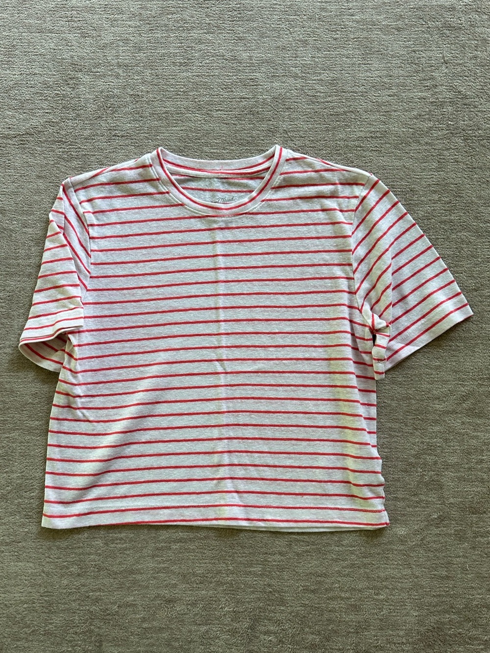 Red White Stripe Linen Boxy Oversized Tee